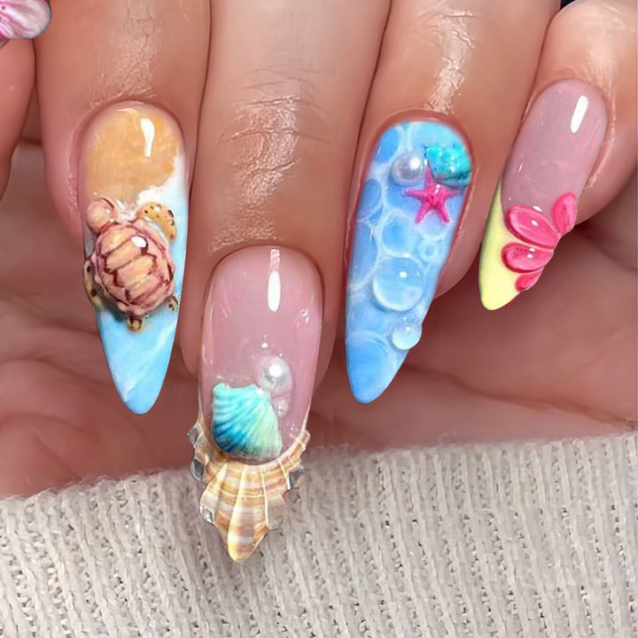 Artistic Sea-Themed Nail Art Kalsten