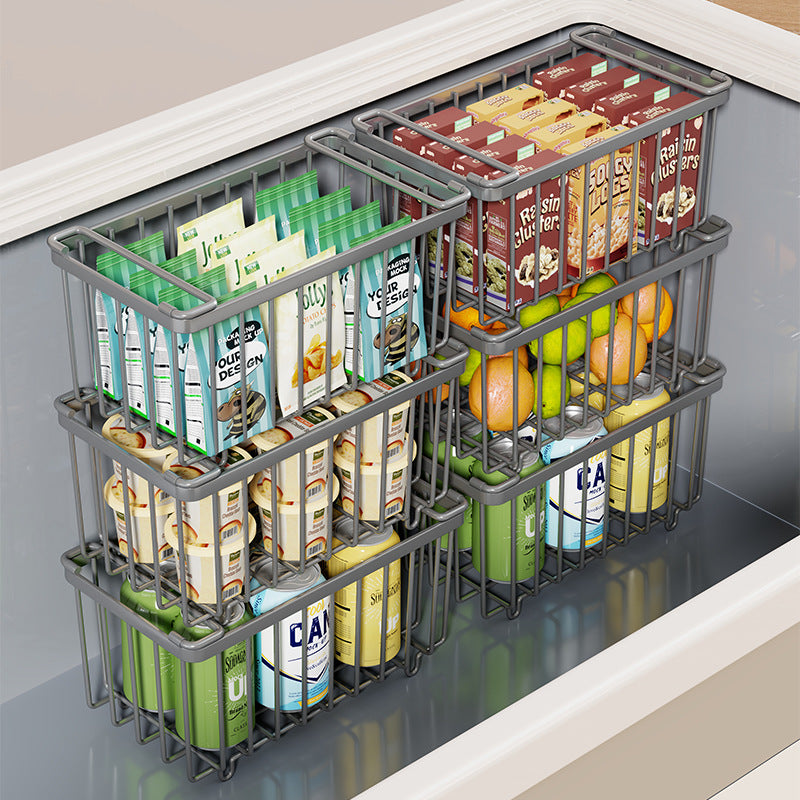 Wire Refrigerator Can Organizer Basket with Slide Handles