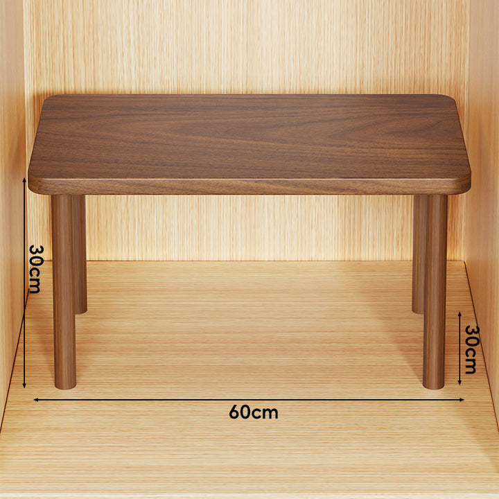 Height-Adjustable Rectangular Wooden Riser Table with Detachable Round Legs