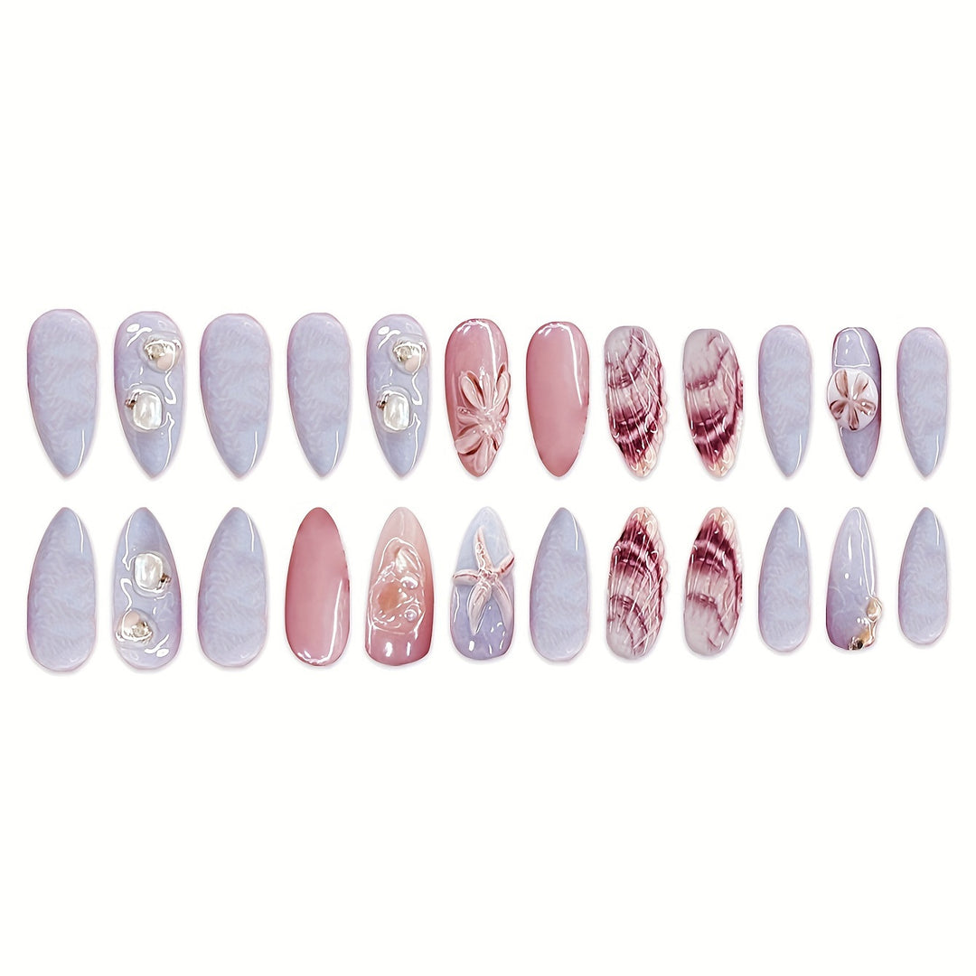Shell-Decorated Press-On Nail Art Kalsten