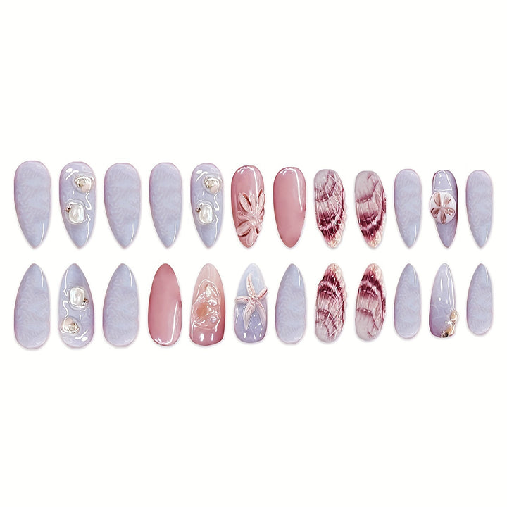Shell-Decorated Press-On Nail Art Kalsten