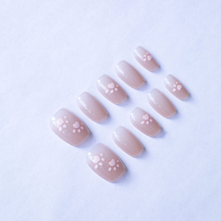 Playful Heart Paw Pattern Nail Art