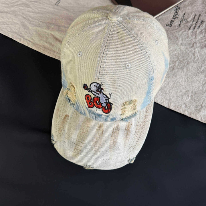 Women's Vintage-Inspired Distressed Embroidered Cap Kalsten