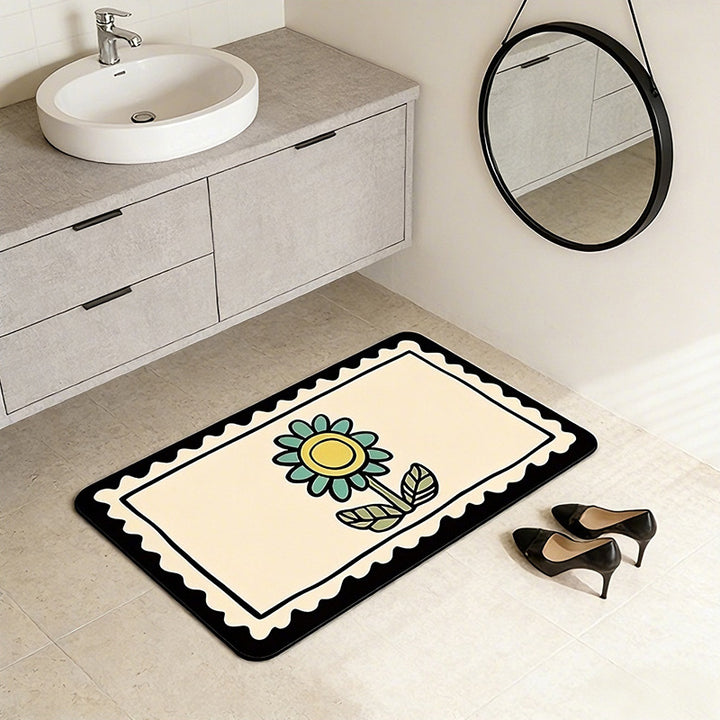 Decorative Floral Print Bath Mat Kalsten