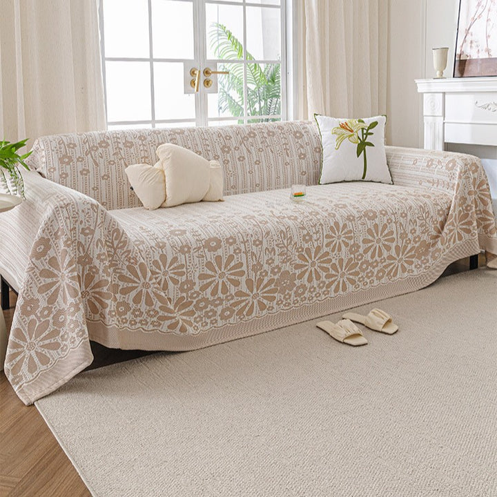 Elegant Floral Design Sofa Throw Blanket