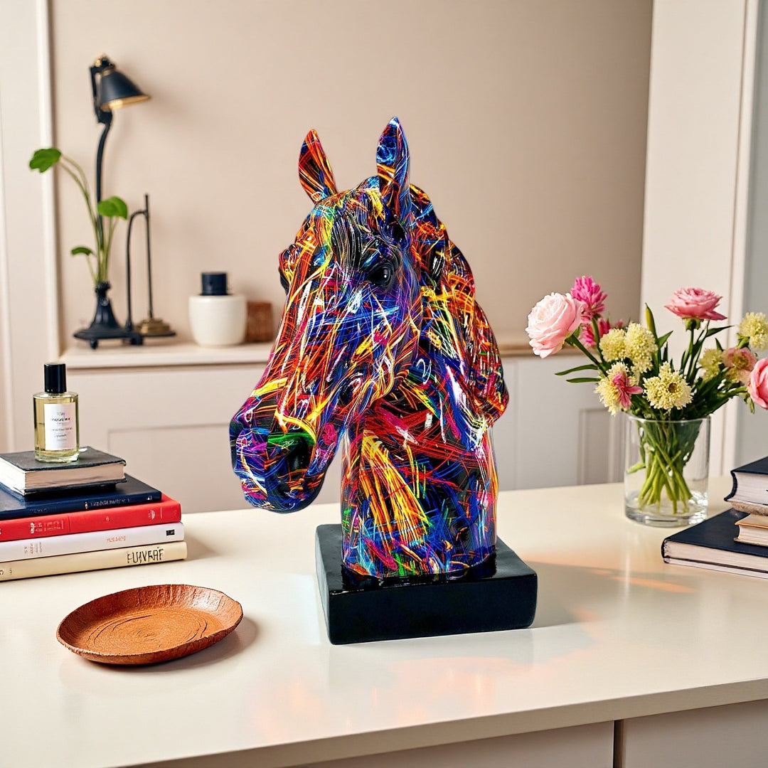 Artful horse sculpture made of high-quality resin Kalsten