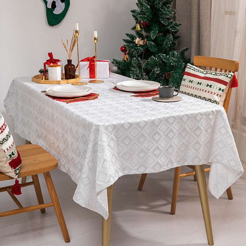 Woven jacquard tablecloth with diamond relief and easy-care cotton blend Kalsten
