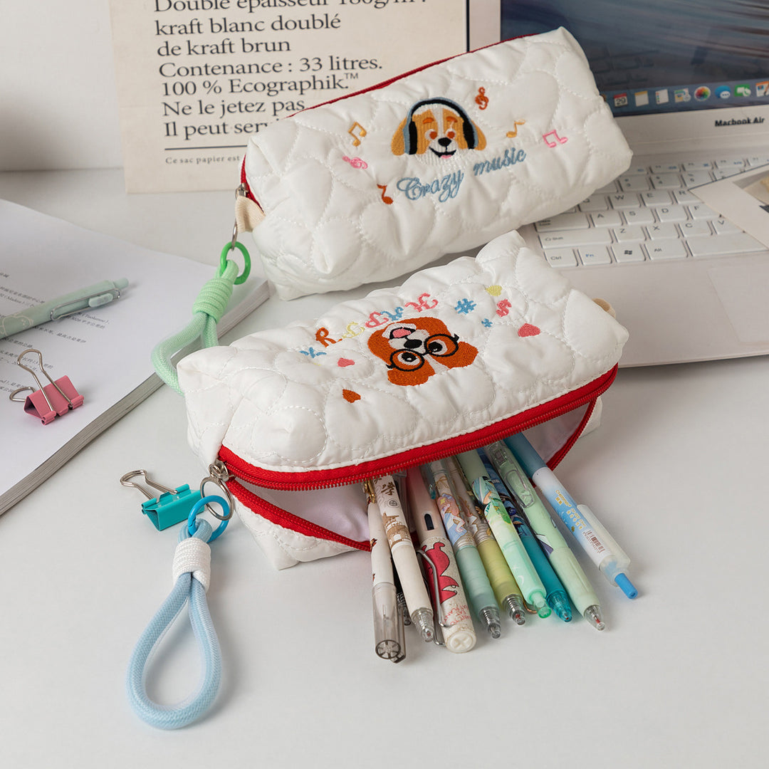 Quilted Cartoon Dog Pencil Case Kalsten