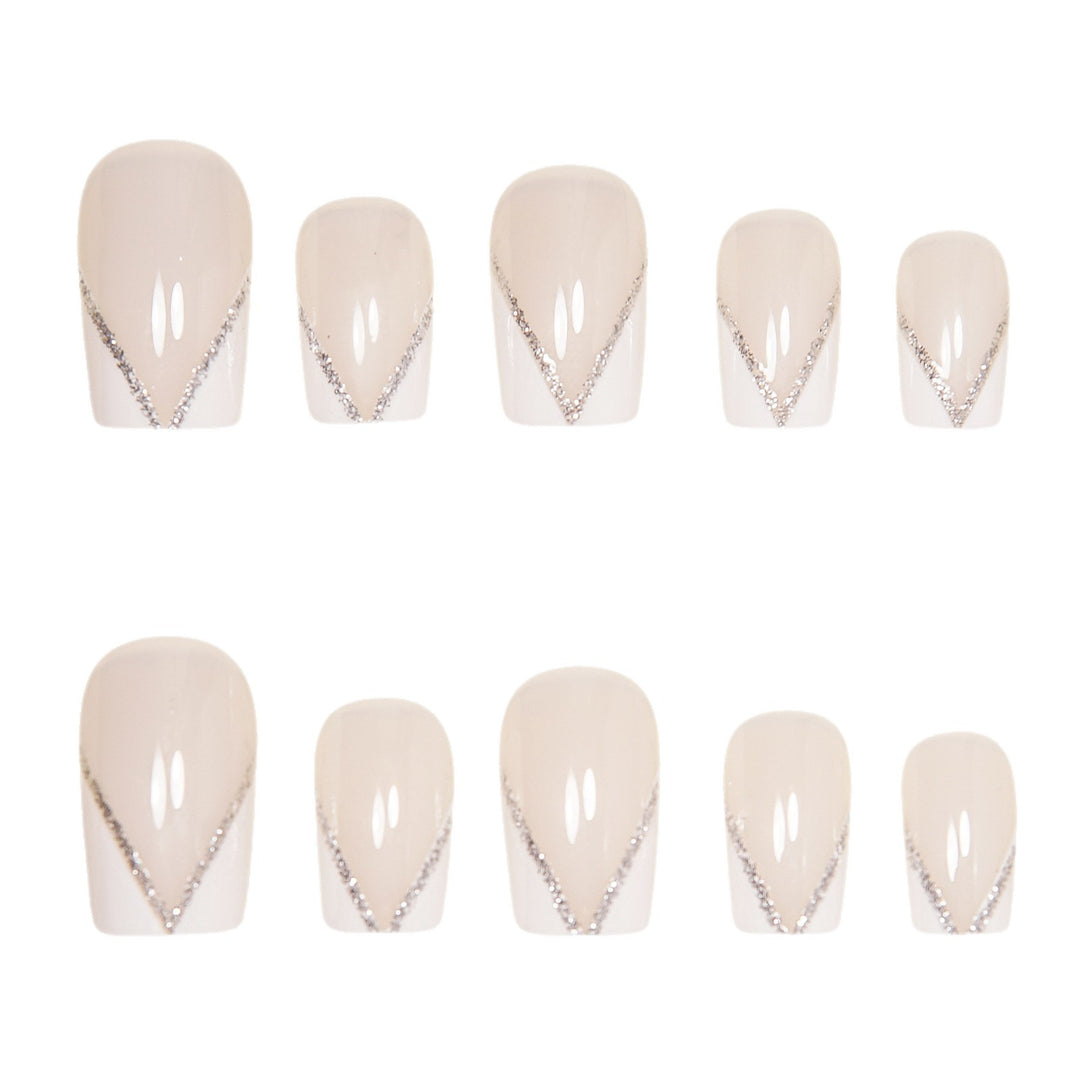 Elegant Press-On Nail Art Tips with Rhinestone Accents Kalsten