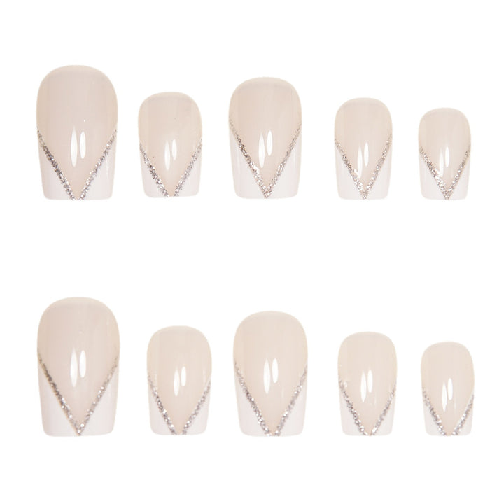 Elegant Press-On Nail Art Tips with Rhinestone Accents Kalsten