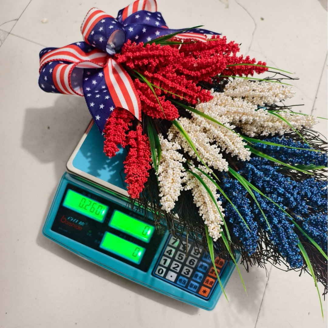Unisex nan patriotic hanging decoration for door and wall made of artificial flowers with ribbon Kalsten