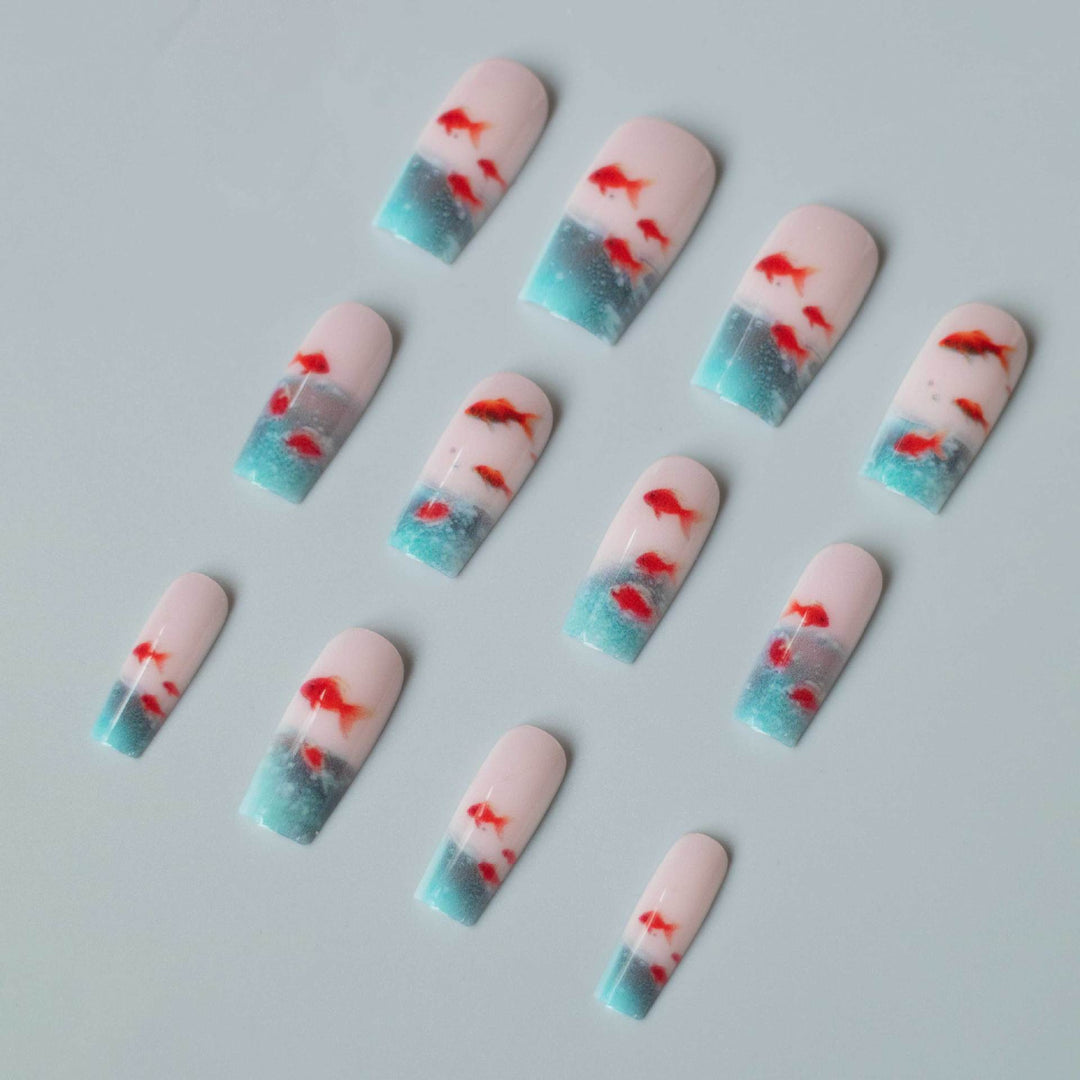 Artistic Aquarium-Inspired Nail Art