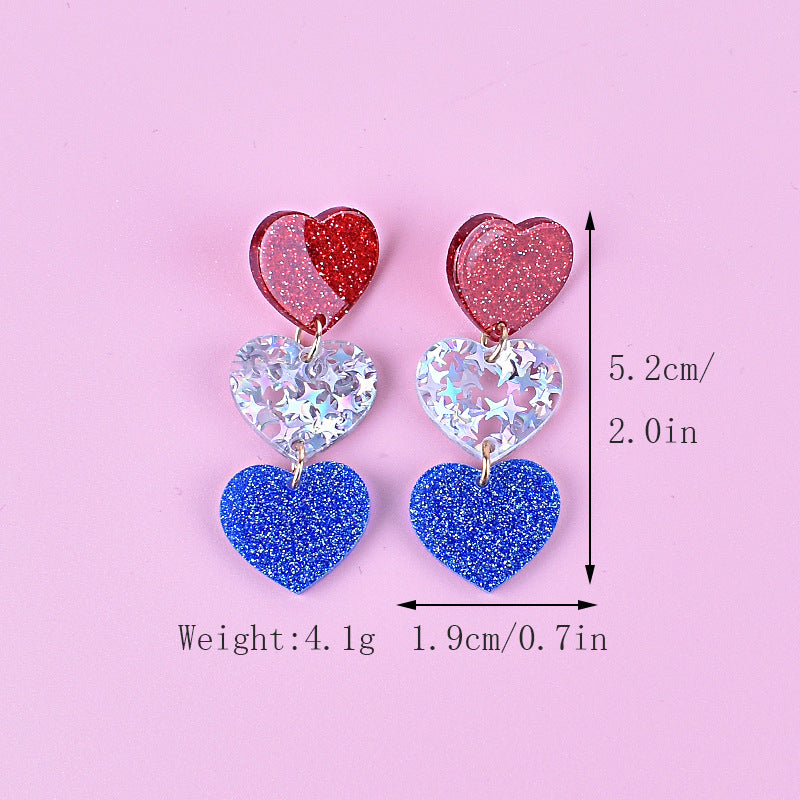 Women's nan triple star dangle glitter resin earrings with hypoallergenic hooks Kalsten