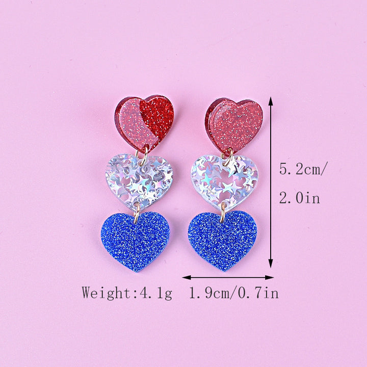 Women's long star pendant earrings made of glitter resin with three-tier chain suspension and fishhook Kalsten