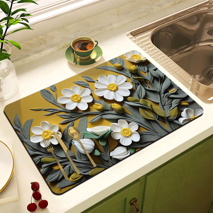 Decorative Floral Kitchen Mat