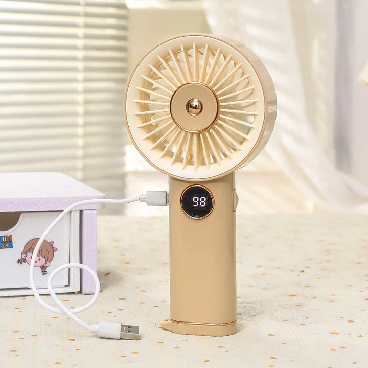 Women's Portable Hand Fan with USB Charging Function and Variable Speed Control Kalsten