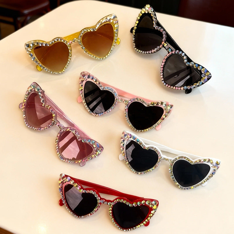 Rhinestone Heart-Shaped Sunglasses Kalsten