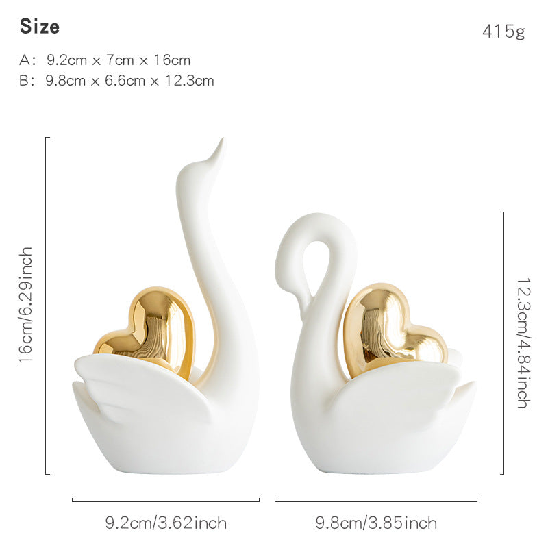 Elegant and romantic swans decorative figure Kalsten