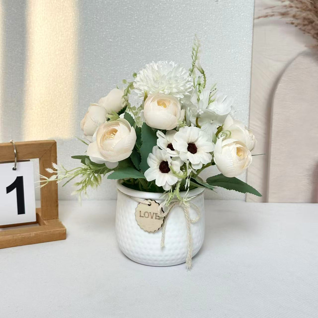 Floral Centerpiece with Decorative Pot for Home Decor