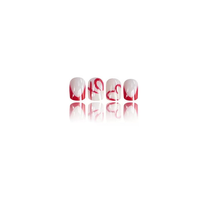 Artificial nail set with romantic heart design and stylish accents Kalsten