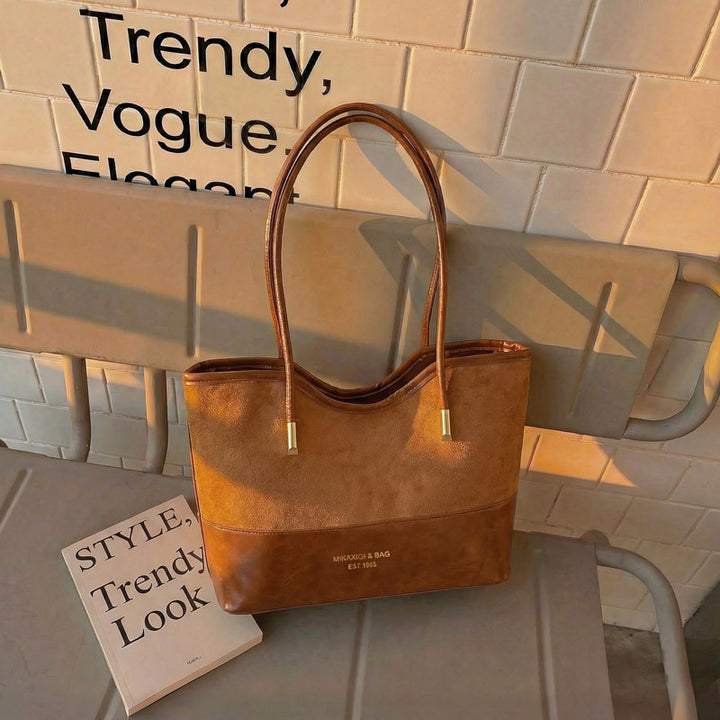 WoStylish Suede and Leather Shoulder Tote Bag Kalsten