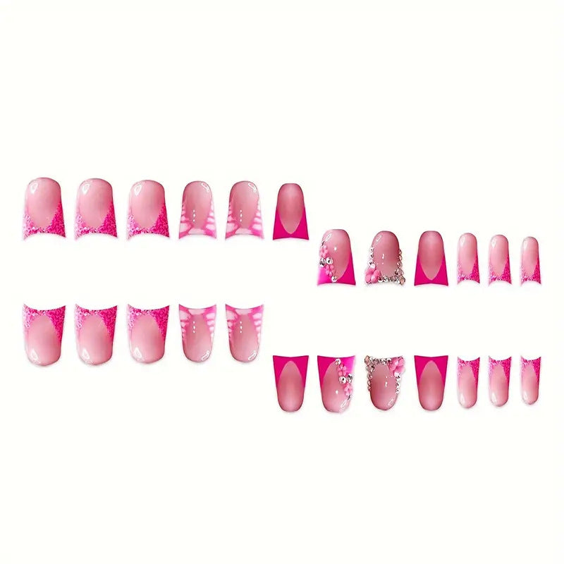 Glamorous Nail Art Set with Floral and Rhinestone Accents Kalsten