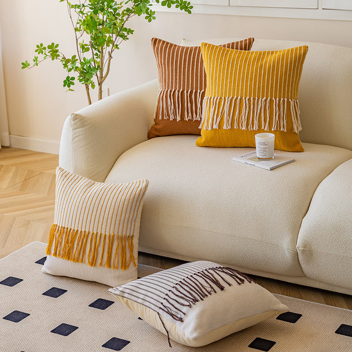 Textured Fringe Accent Pillow