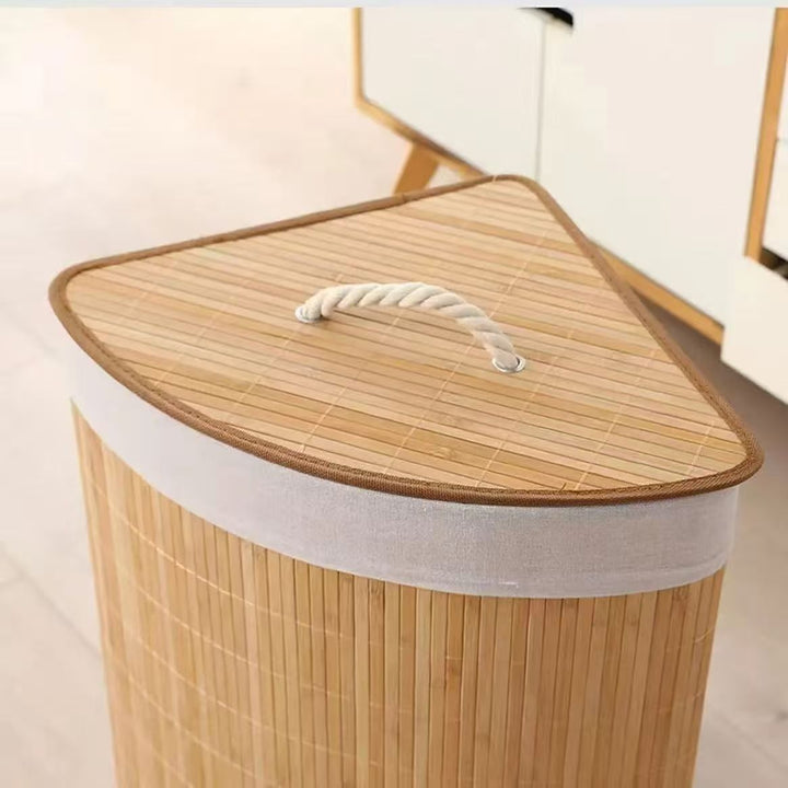 Practical Laundry Basket Made of Bamboo with Lid Kalsten