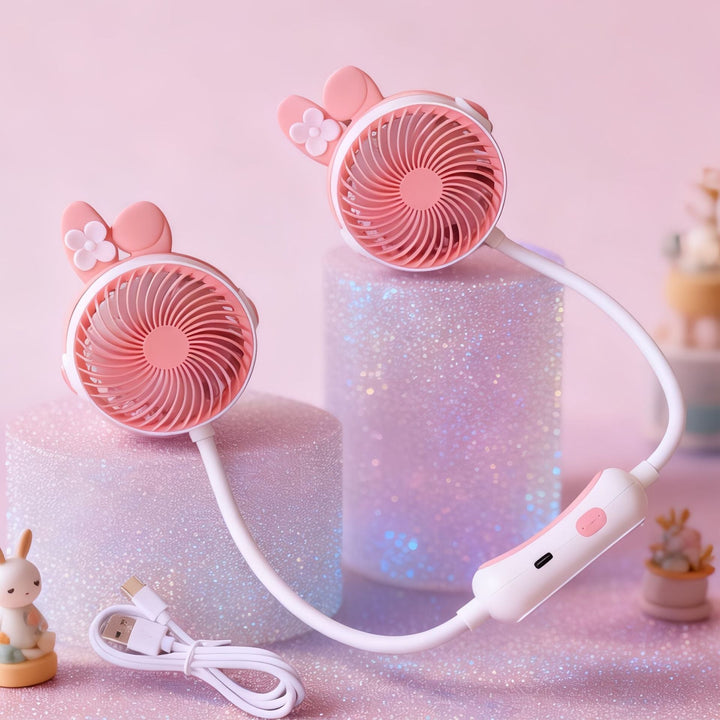 Ladies Portable Neck Fan with Flexible Mount and Dual Fan System Kalsten