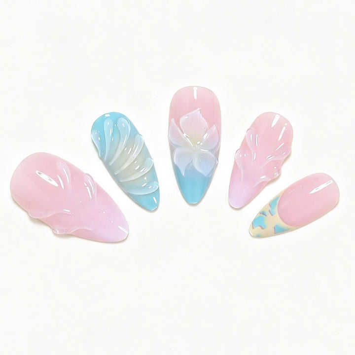 Elegant Floral Sculpted Nail Art Tips Kalsten