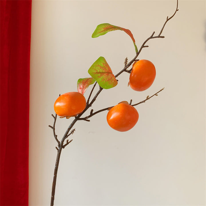 Decorative Artificial Persimmon Branch for Indoor Display