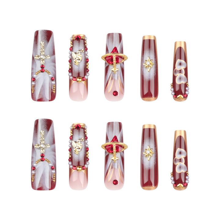 Artistic Nail Art with Glitter and Heart Designs Kalsten