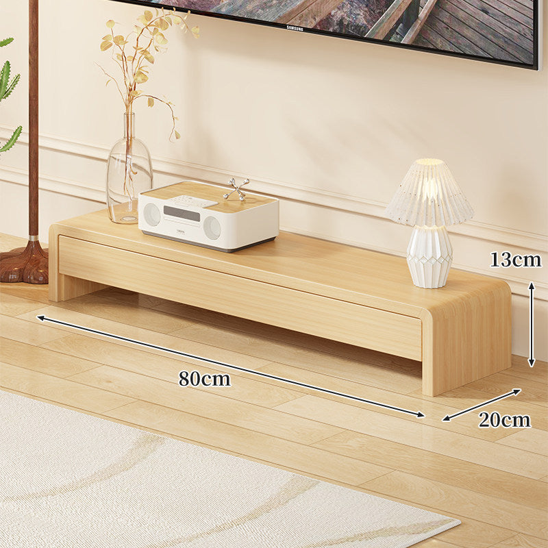 Low Solid Wood TV Media Console Bench with Open Rectangular Legs