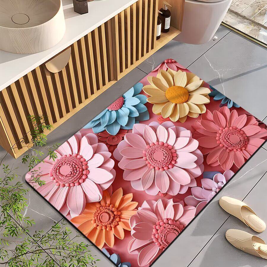 Floral-Themed Non-Slip Bath Mat Kalsten