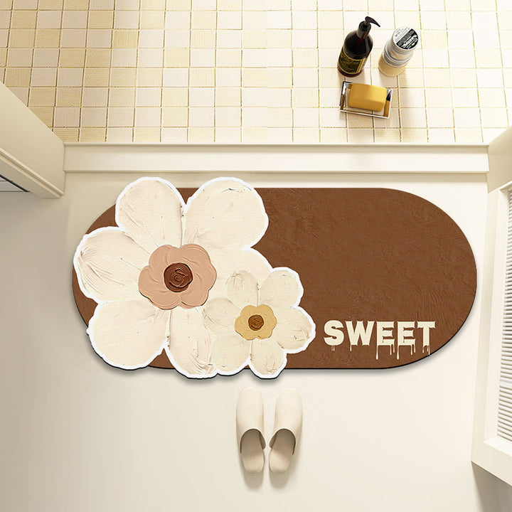 Floral Print Oval Area Mat