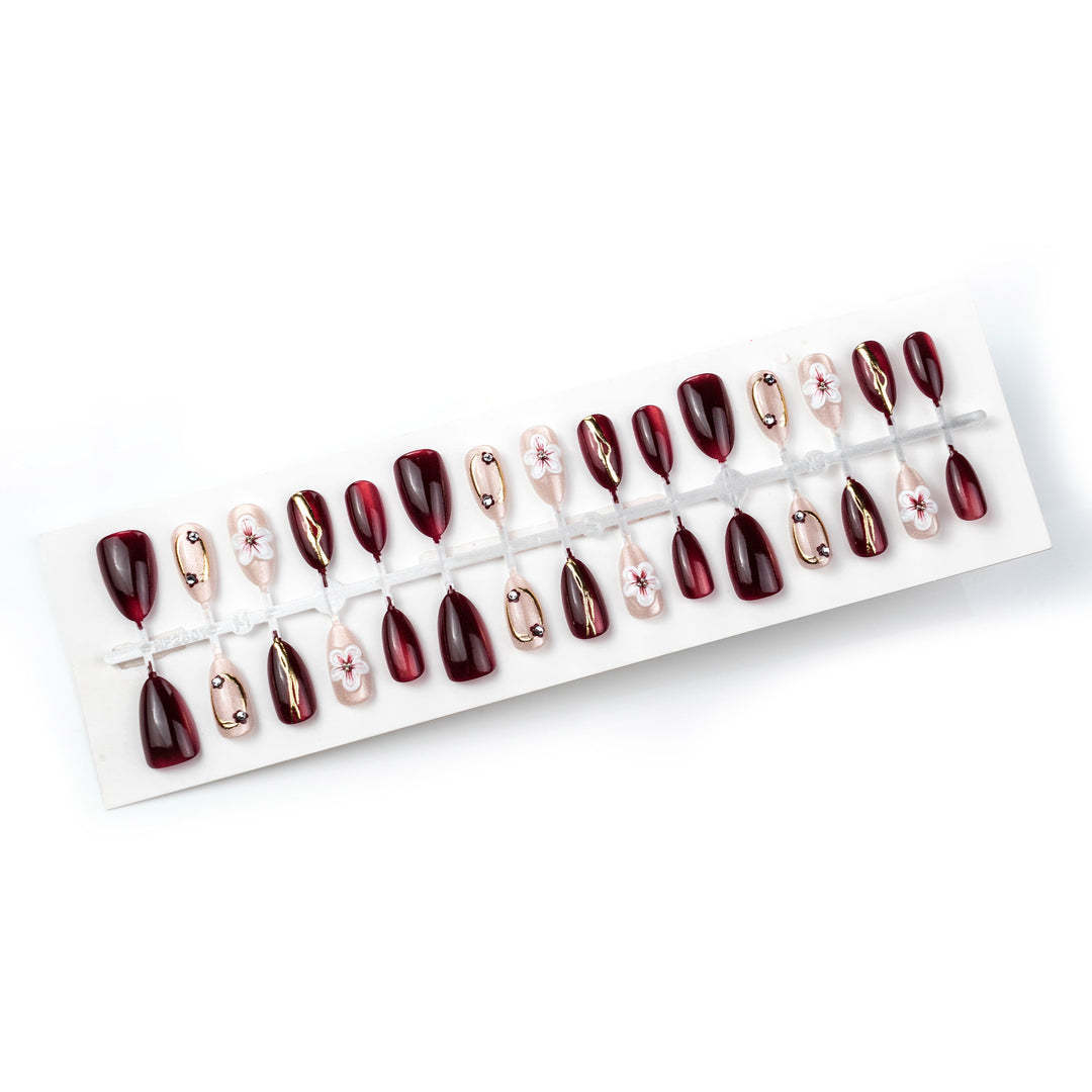 Artistic Floral Embellished Press-On Nail Set Kalsten
