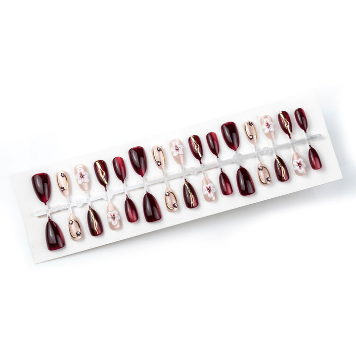 Artistic Floral Embellished Press-On Nail Set Kalsten