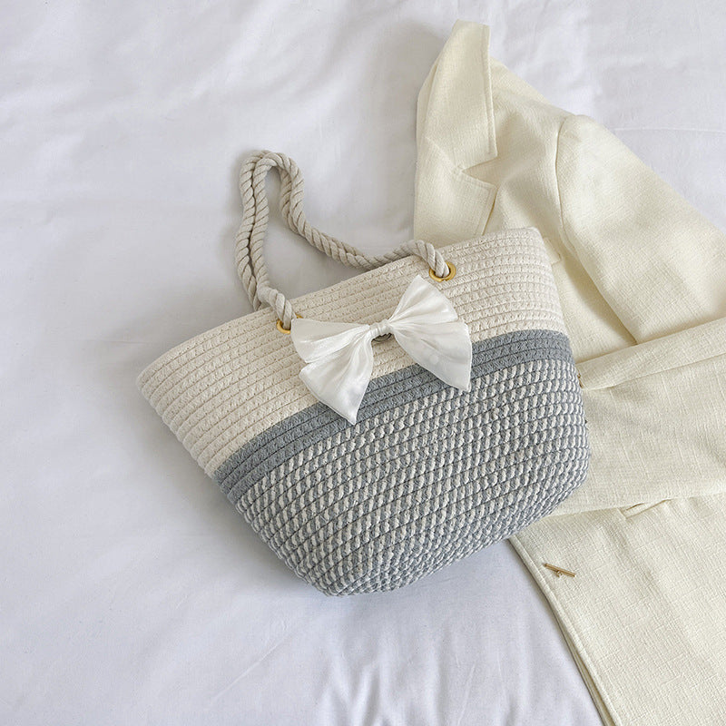 Handcrafted Floral Detail Straw Tote Bag Kalsten