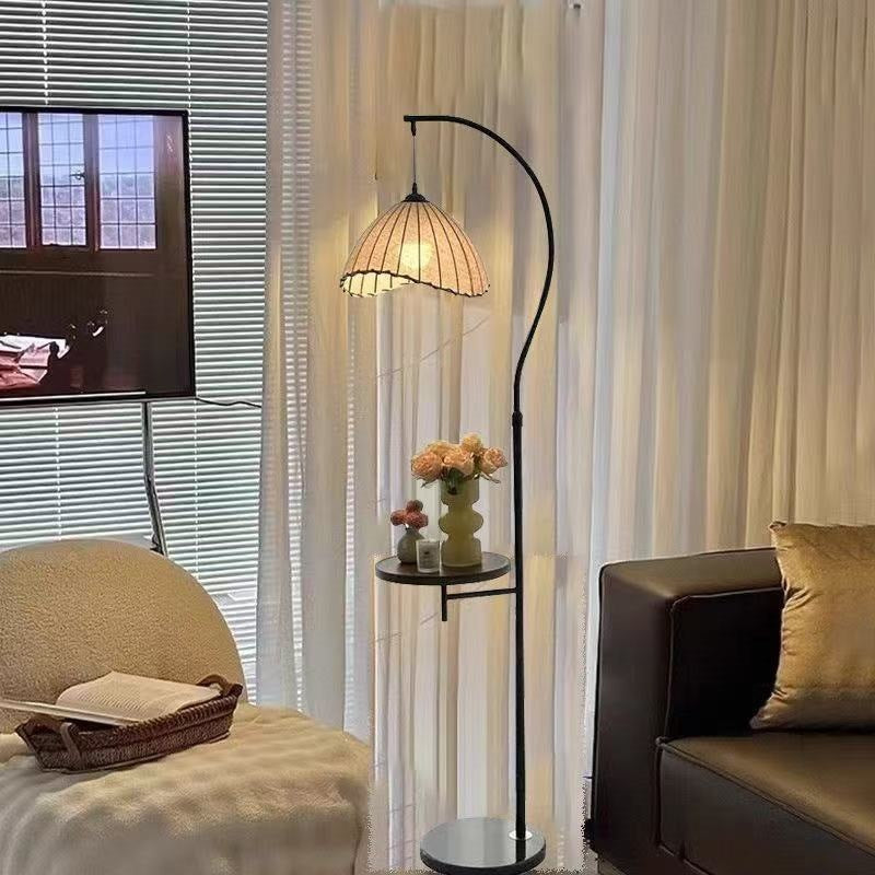 Adjustable Arc Floor Lamp with Integrated Side Table