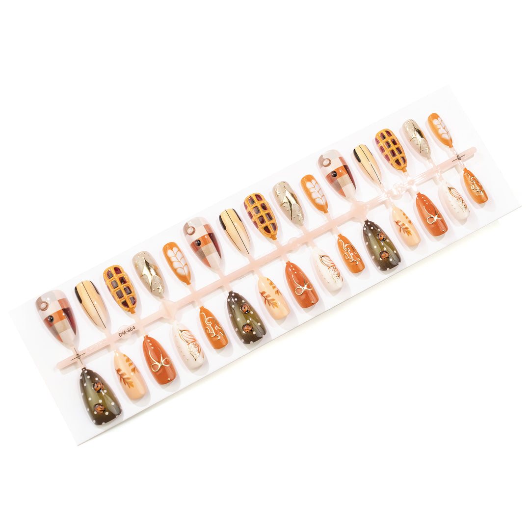Autumn-Inspired Decorative Press-On Nail Art Kalsten