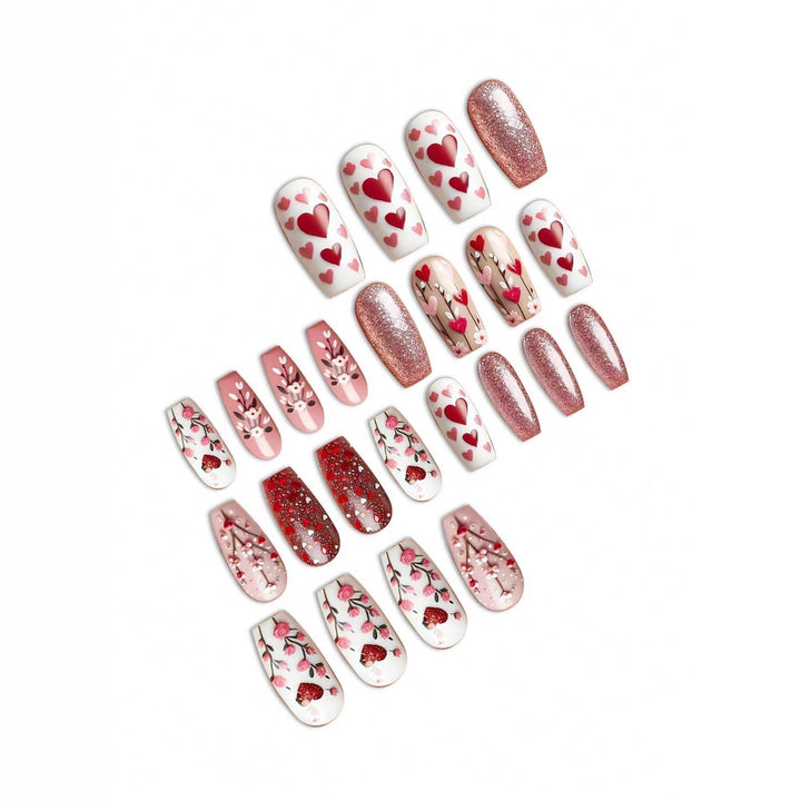 Heart-Themed Decorative Press-On Nail Art Kalsten