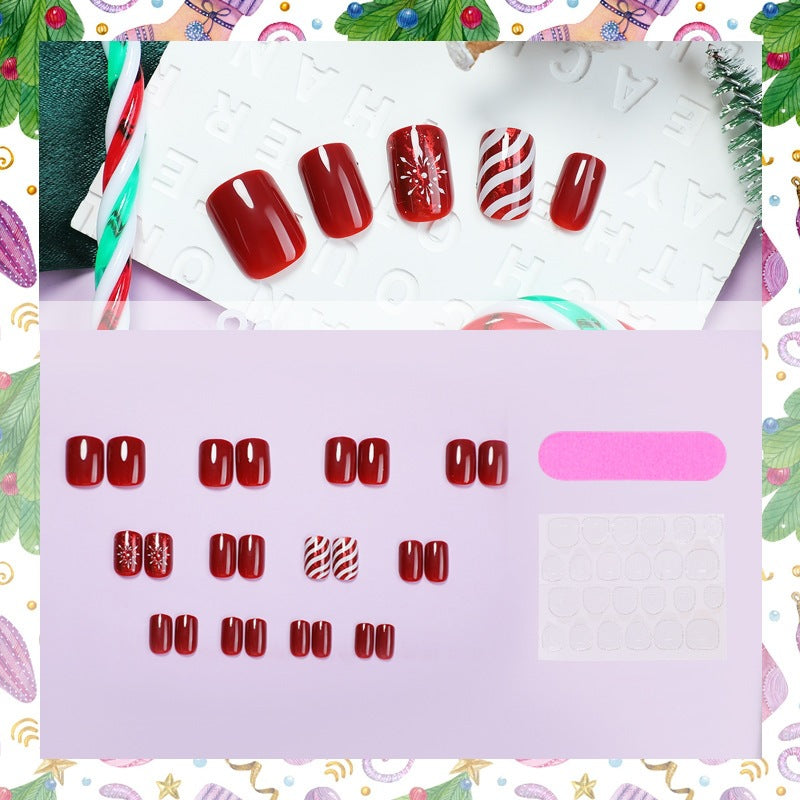 Artificial nail set with festive Christmas design and luxurious shine Kalsten