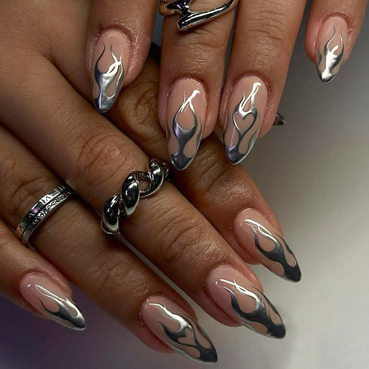 Flame Design Stiletto Nail Art