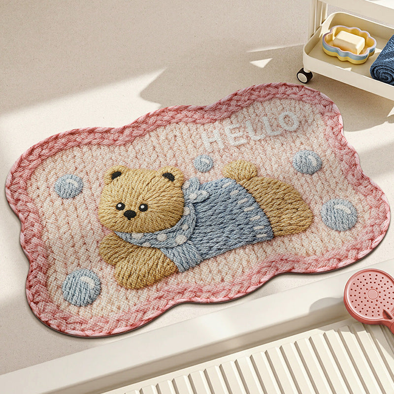 Adorable Embroidered Bear Bath Mat Kalsten