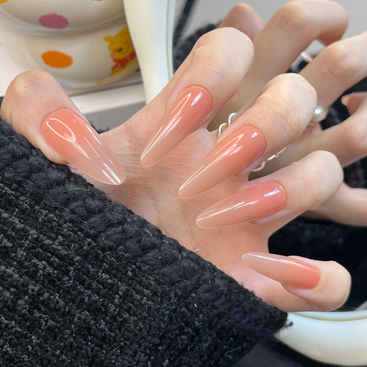 Glamorous Press-On Nail Set with Rhinestone and Glossy Finish Kalsten