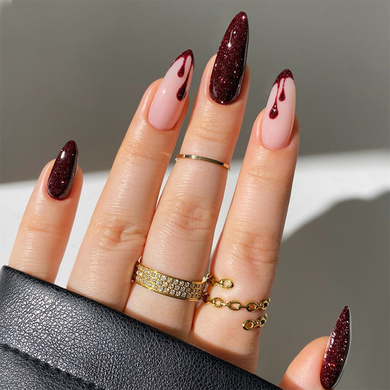 Luxurious artificial nail set with glamorous glitter Kalsten