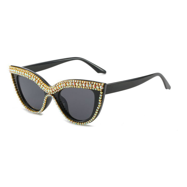 Glamorous Rhinestone-Embellished Shield Sunglasses Kalsten