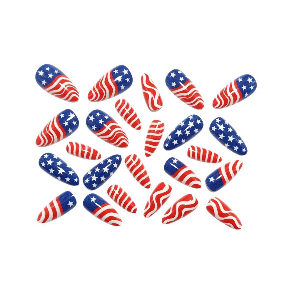 Artificial Nails in Patriotic Waves and Stars Design Kalsten