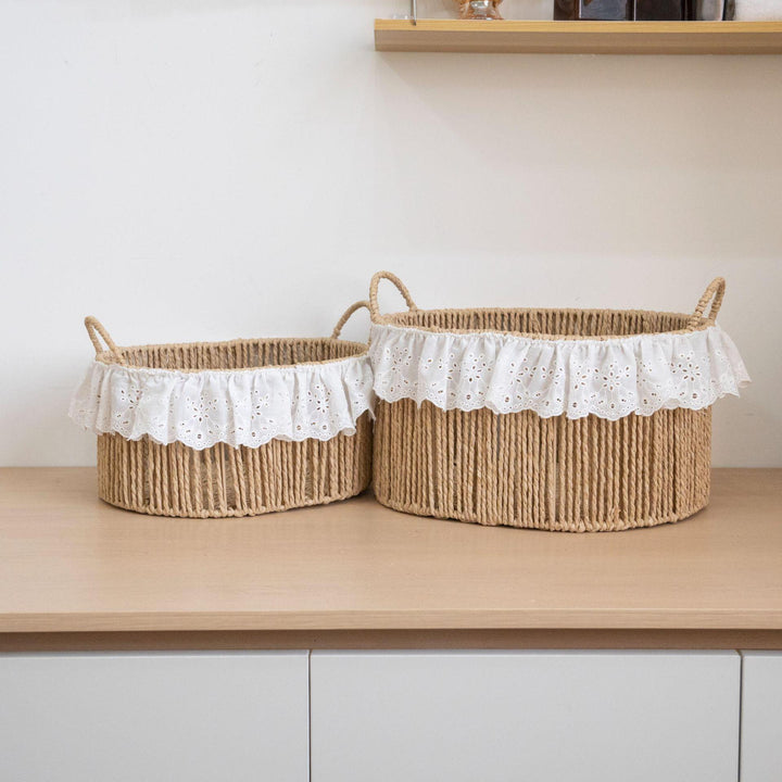 Charming storage basket with ruffle detail Kalsten