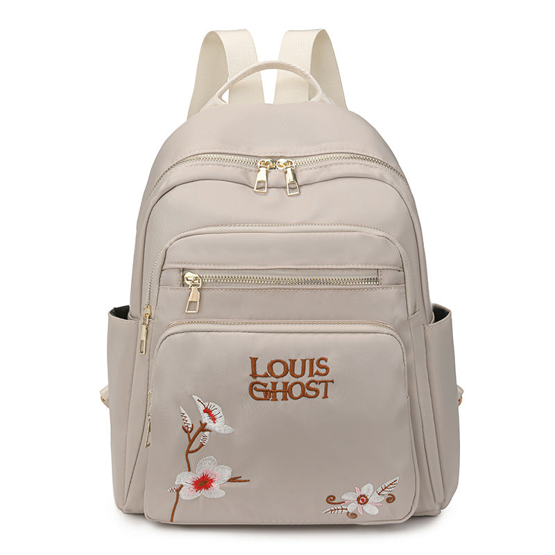 Embroidered Multi-Pocket Backpack